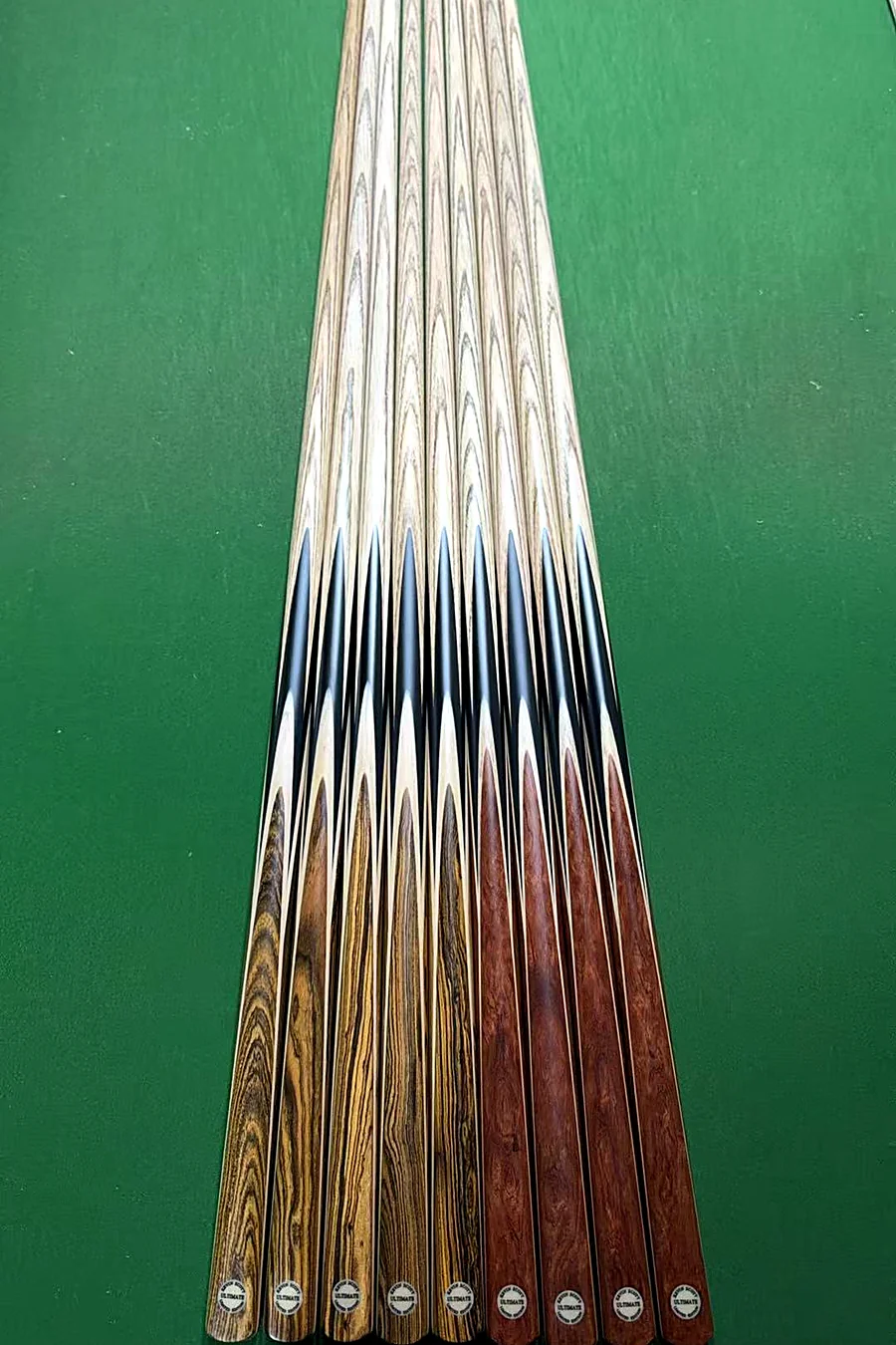 Rosewood & Fiddleback 3/4 Cue — Brazilian rosewood butt with a fiddleback maple front splice
